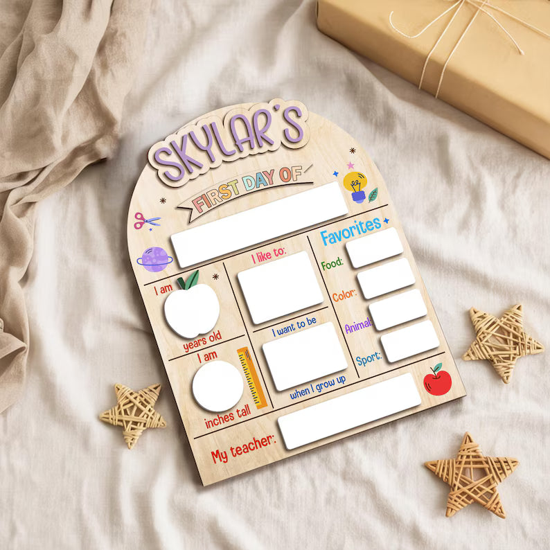 First And Last Day Of School Sign, Reusable Back to School Sign For Photos, Reusable Dry Erase Board, Custom Name 1st Day Of School Board