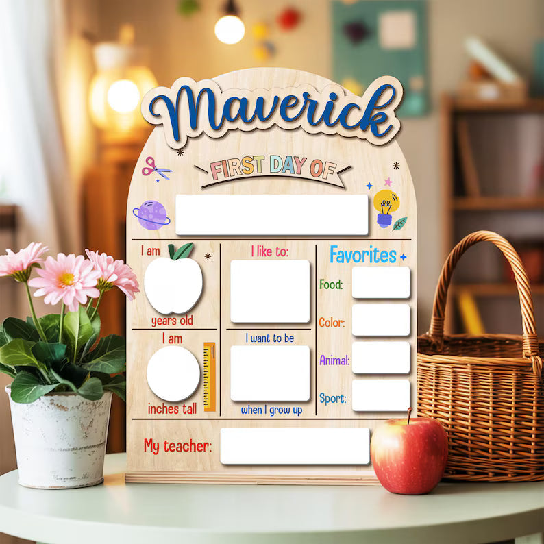 First And Last Day Of School Sign, Reusable Back to School Sign For Photos, Reusable Dry Erase Board, Custom Name 1st Day Of School Board