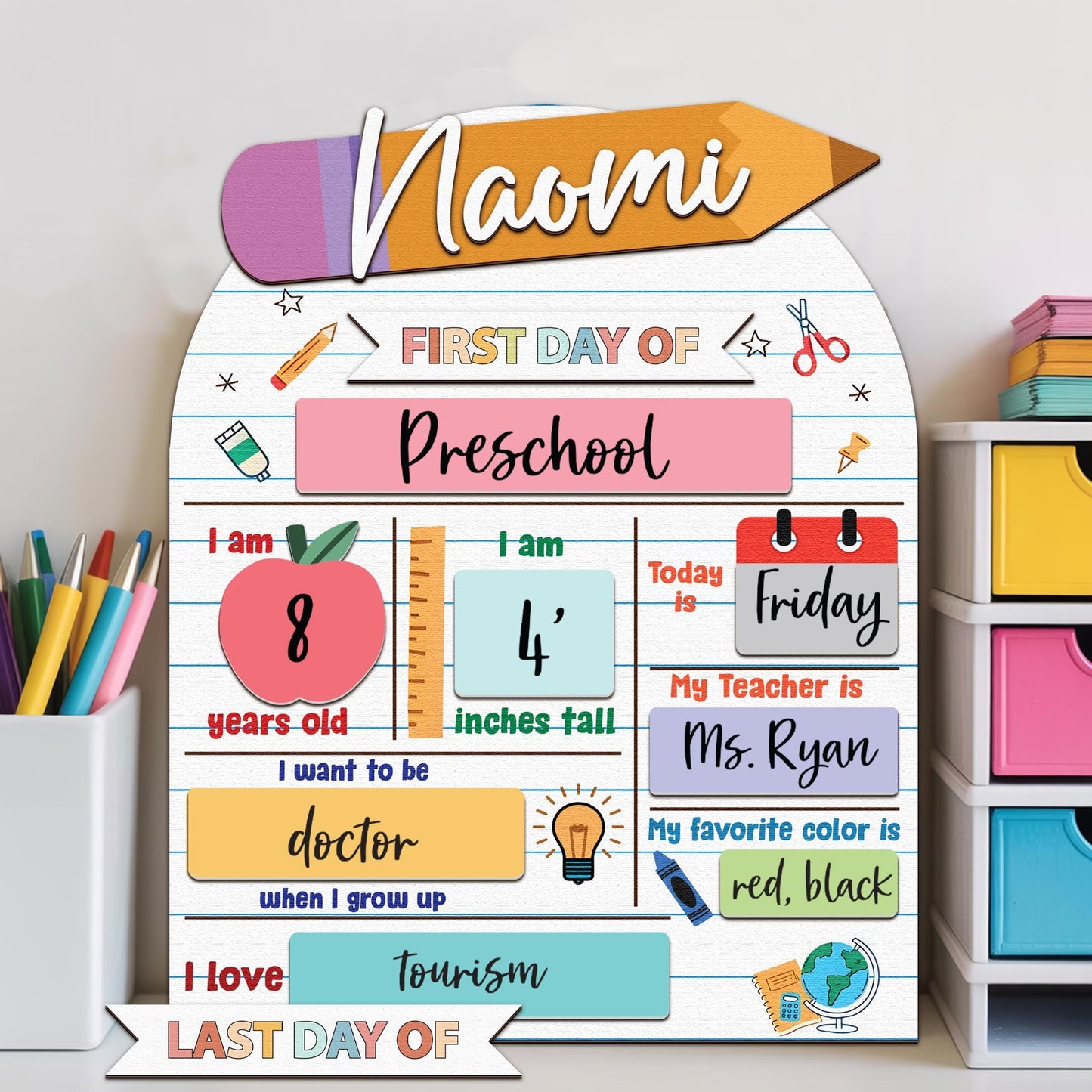 Customized First Day Of School Sign, 1st Day Of School Sign, Reusable Back To School Sign For Photos, School Board, Dry Erase School Sign