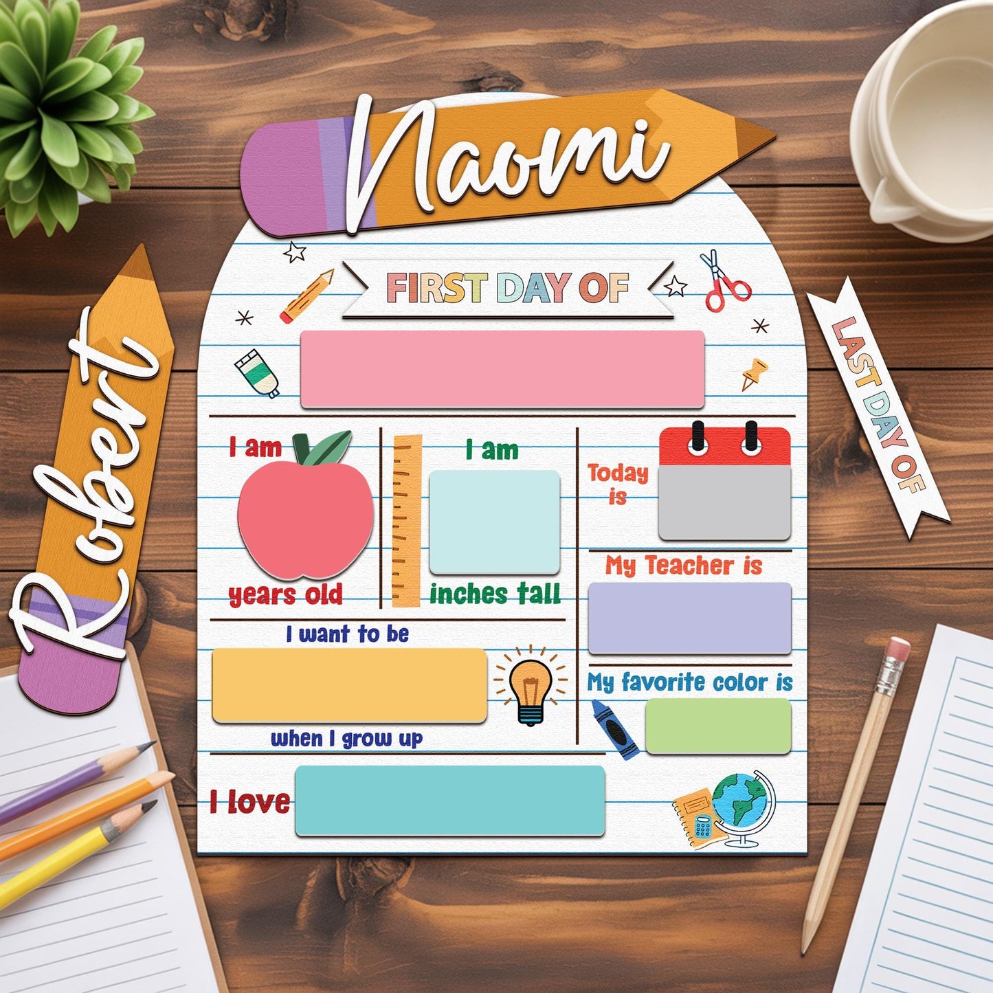 Customized First Day Of School Sign, 1st Day Of School Sign, Reusable Back To School Sign For Photos, School Board, Dry Erase School Sign