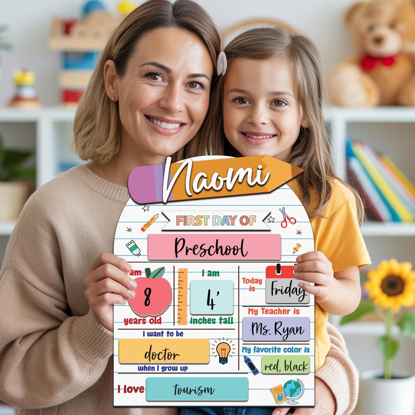 Customized First Day Of School Sign, 1st Day Of School Sign, Reusable Back To School Sign For Photos, School Board, Dry Erase School Sign