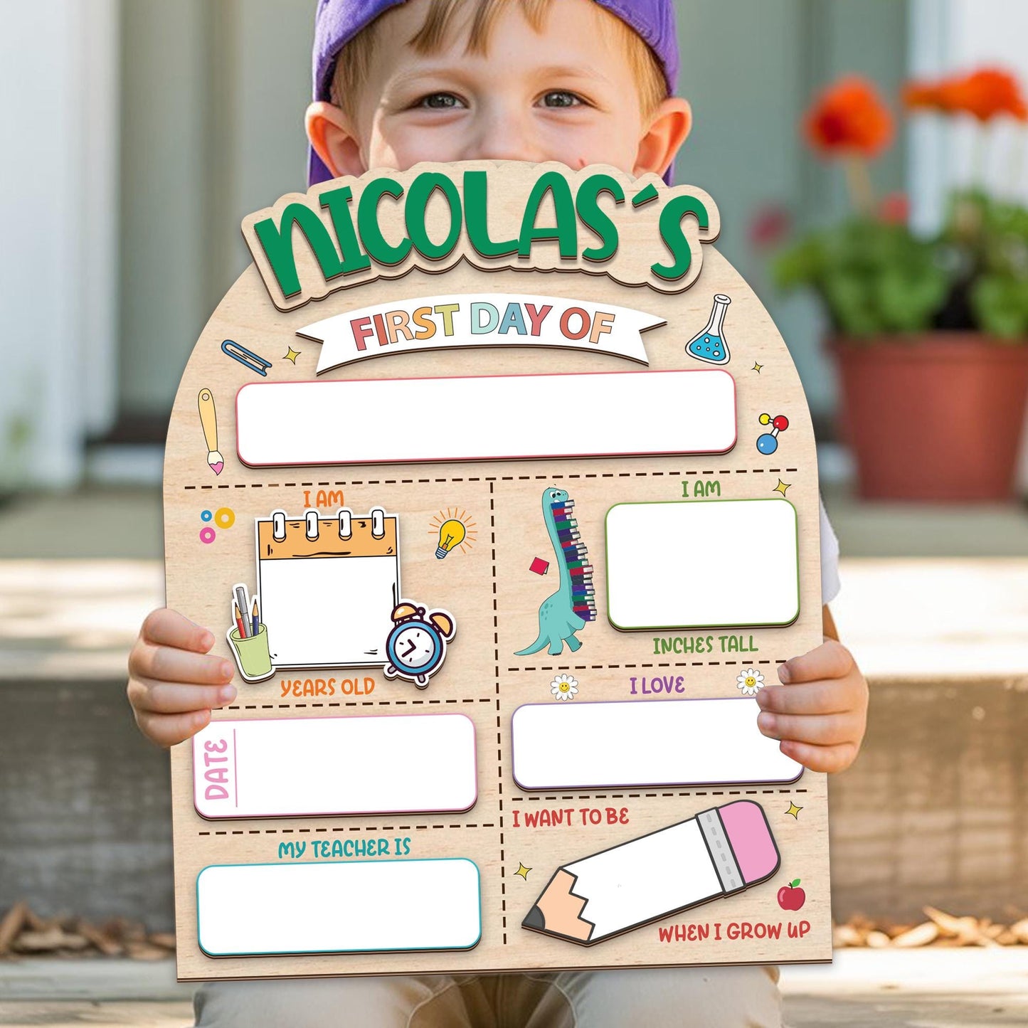 Personalized First Day Of School Sign, Reusable Back To School Sign For Photo Prop, 1st Day Of School Sign , Custom First Day School Sign