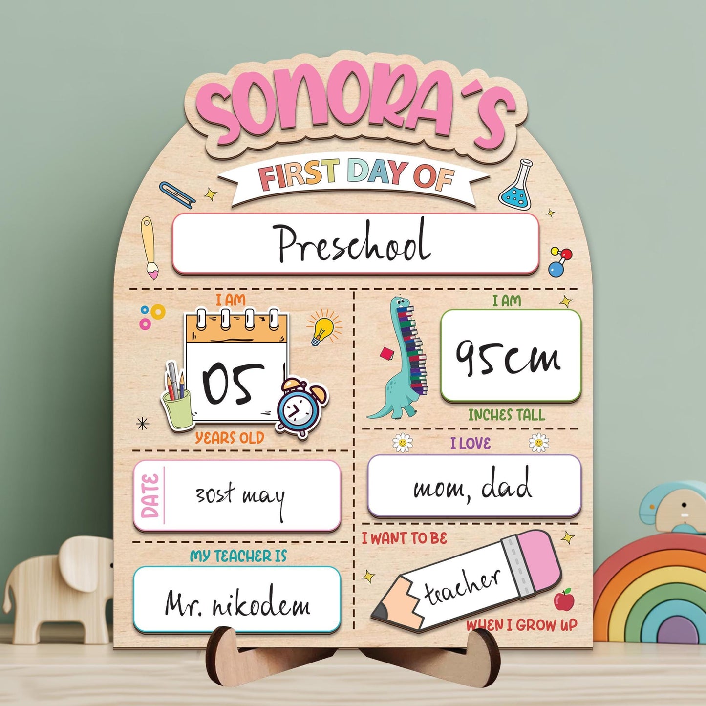 Personalized First Day Of School Sign, Reusable Back To School Sign For Photo Prop, 1st Day Of School Sign , Custom First Day School Sign