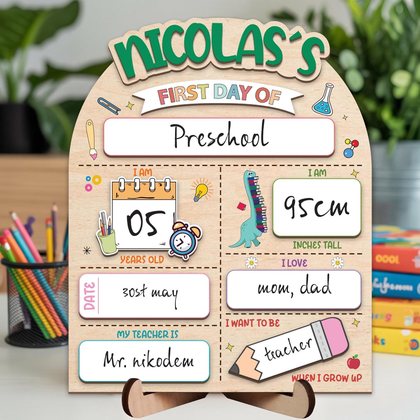 Personalized First Day Of School Sign, Reusable Back To School Sign For Photo Prop, 1st Day Of School Sign , Custom First Day School Sign
