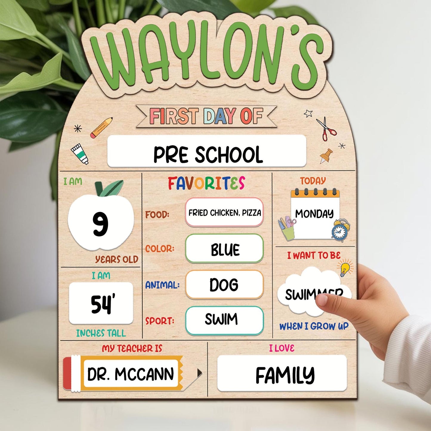 Customized First Day Of School Sign, 1st Day Of School Sign Gift, Reusable Back To School Sign For Photo Prop, Custom First Day School Sign