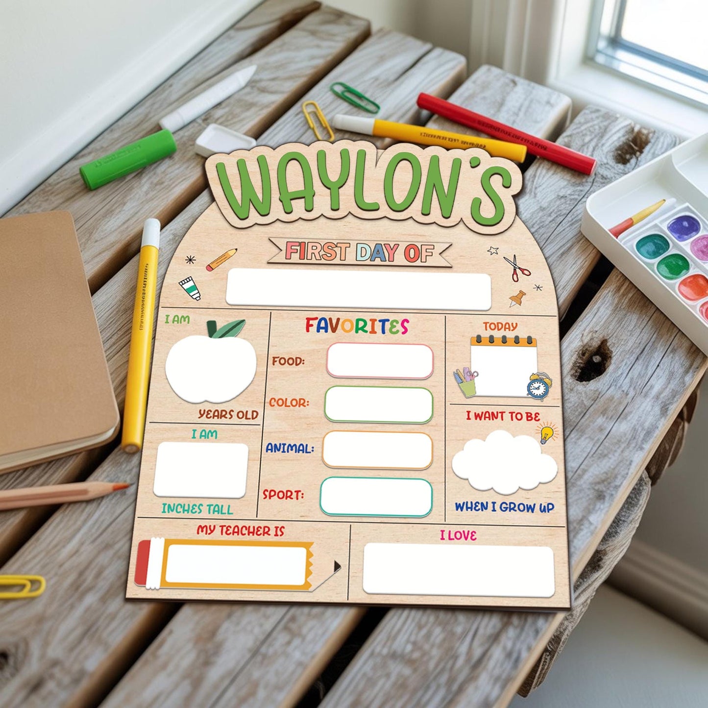 Customized First Day Of School Sign, 1st Day Of School Sign Gift, Reusable Back To School Sign For Photo Prop, Custom First Day School Sign