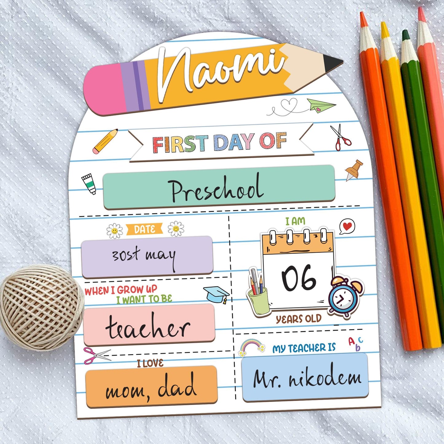 Personalized First Day Of School Sign, First & Last Day Of School Sign For Photo Prop, Custom Reusable Wooden School Board Gift For Student