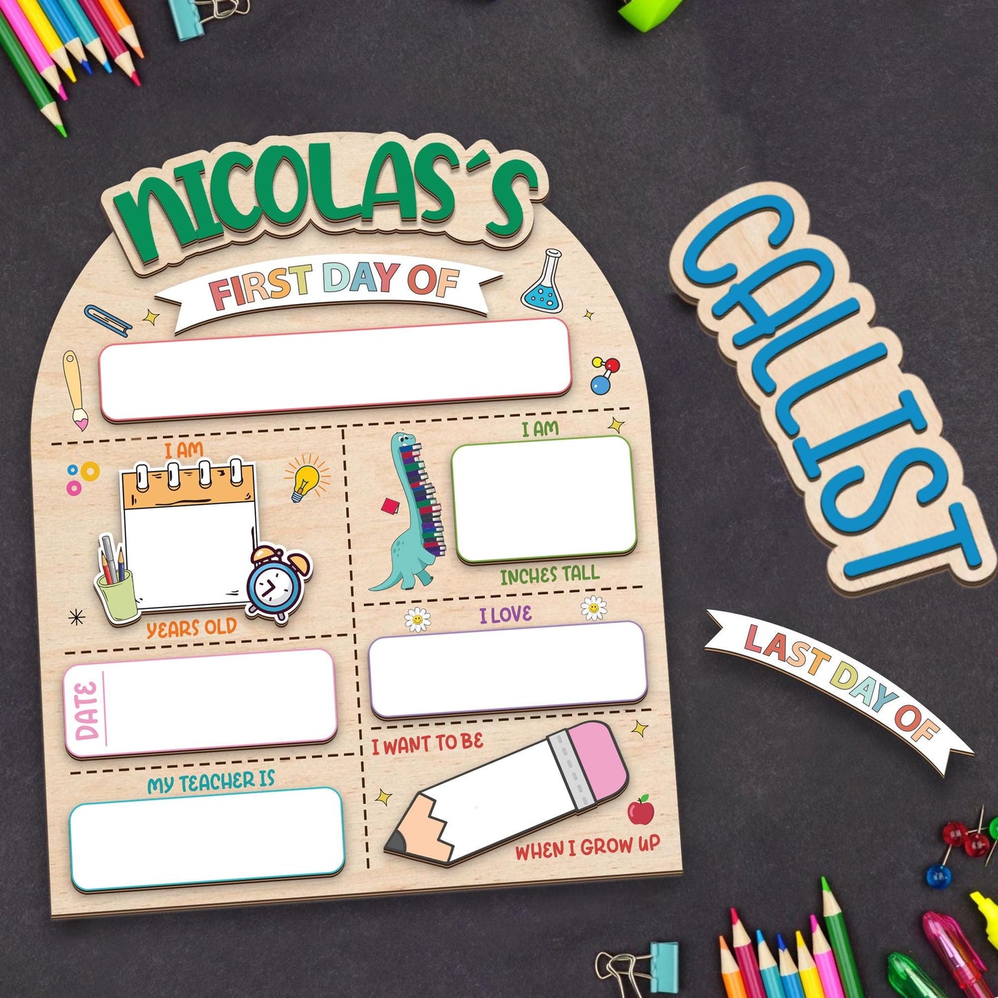 Personalized First Day Of School Sign, Reusable Back To School Sign For Photo Prop, 1st Day Of School Sign , Custom First Day School Sign