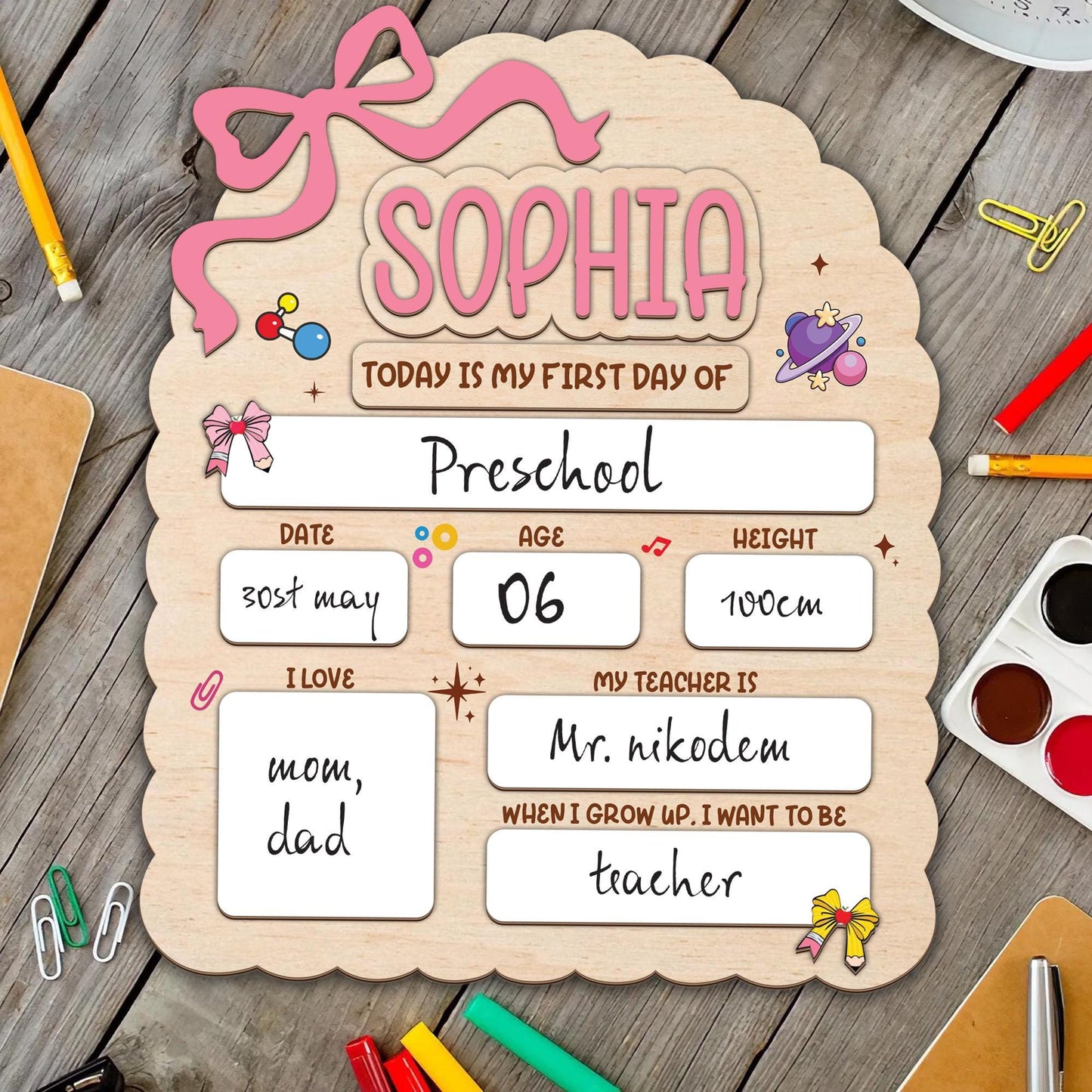 Custom First Day Of School Sign, Reusable Back To School Sign For Photo Prop, Custom First Day School Sign, 1st Day Of School Sign For Kids