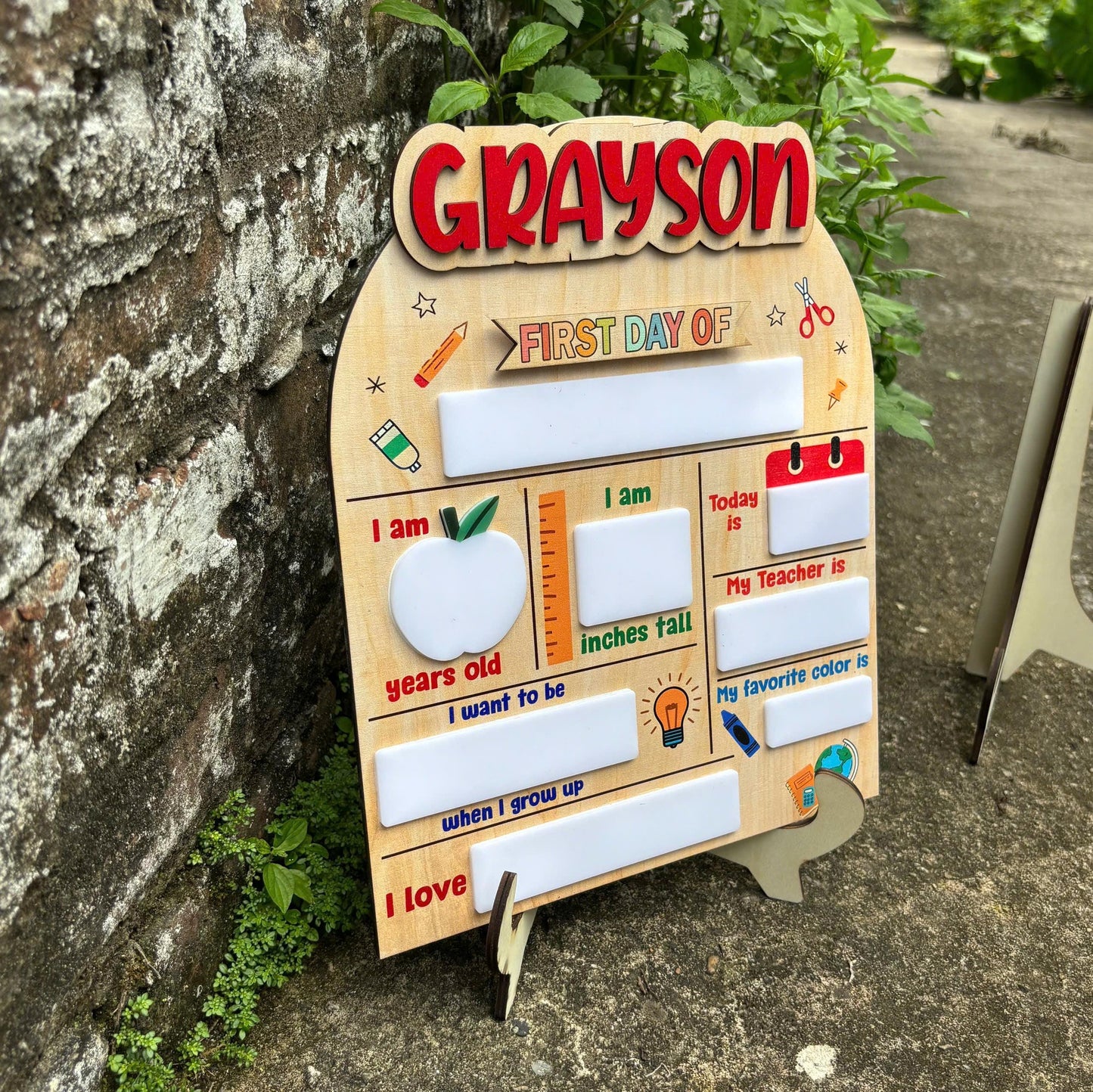 Personalized First Day Of School Sign, Interchangable Back To School Sign, School Board Signs, Reusable Photo Prop First Day Of School Sign