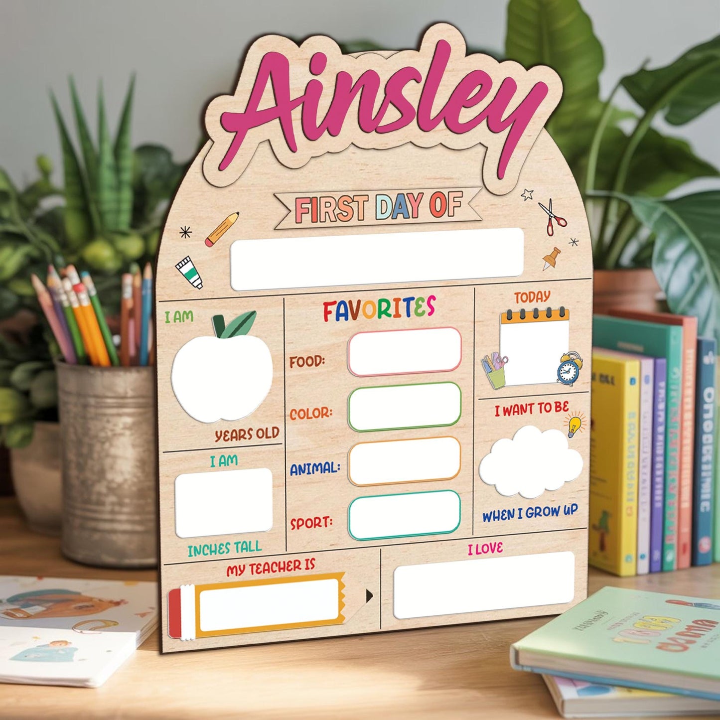 Customized First Day Of School Sign, 1st Day Of School Sign Gift, Reusable Back To School Sign For Photo Prop, Custom First Day School Sign