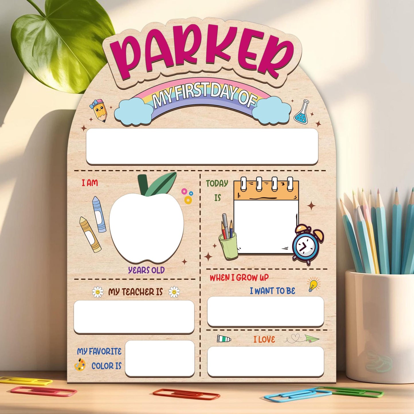 Custom First Day Of School Sign, 1st Day Of School Sign Gift, Reusable Back To School Sign For Photo Prop, Custom First Day Of School Board