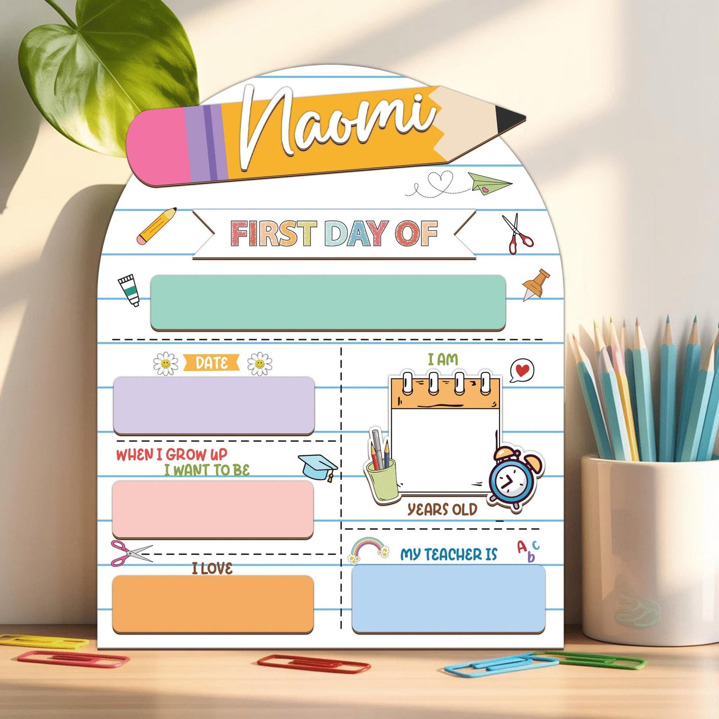 Personalized First Day Of School Sign, First & Last Day Of School Sign For Photo Prop, Custom Reusable Wooden School Board Gift For Student