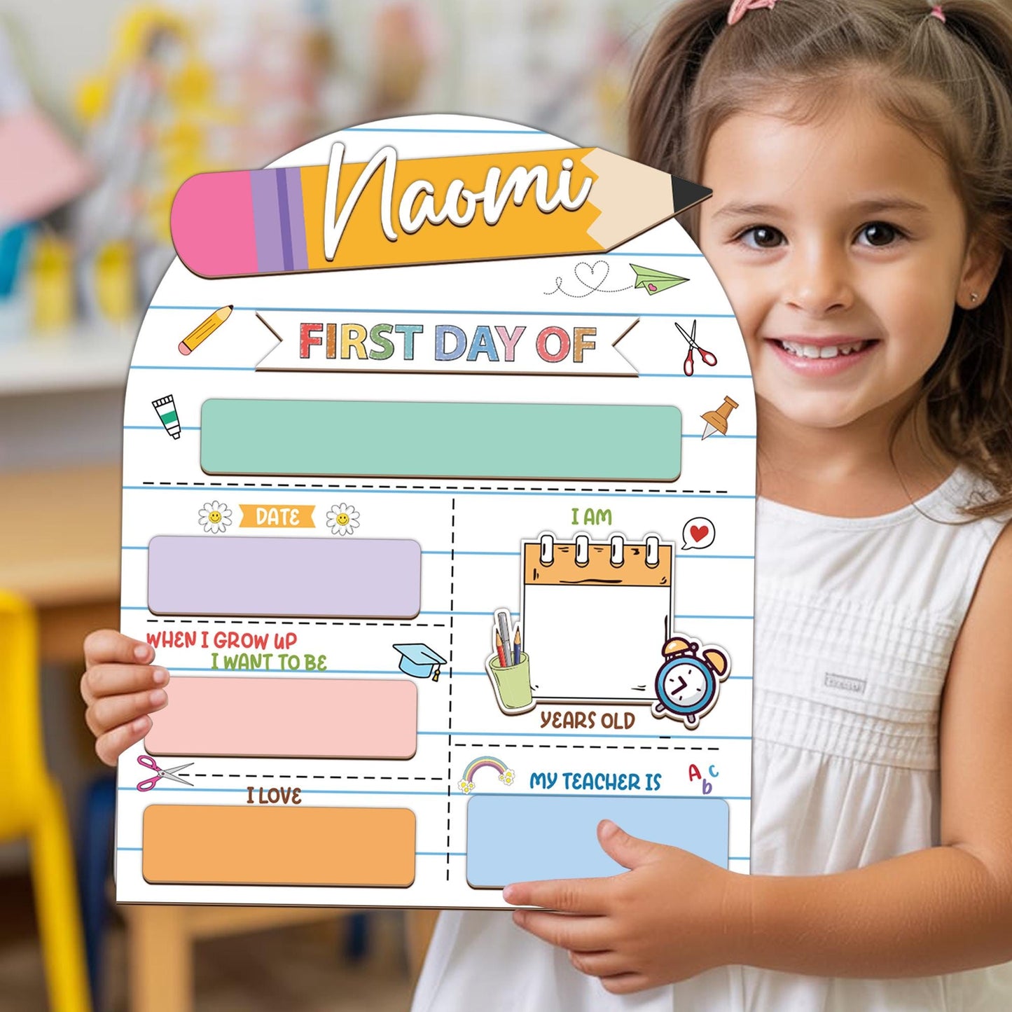 Personalized First Day Of School Sign, First & Last Day Of School Sign For Photo Prop, Custom Reusable Wooden School Board Gift For Student