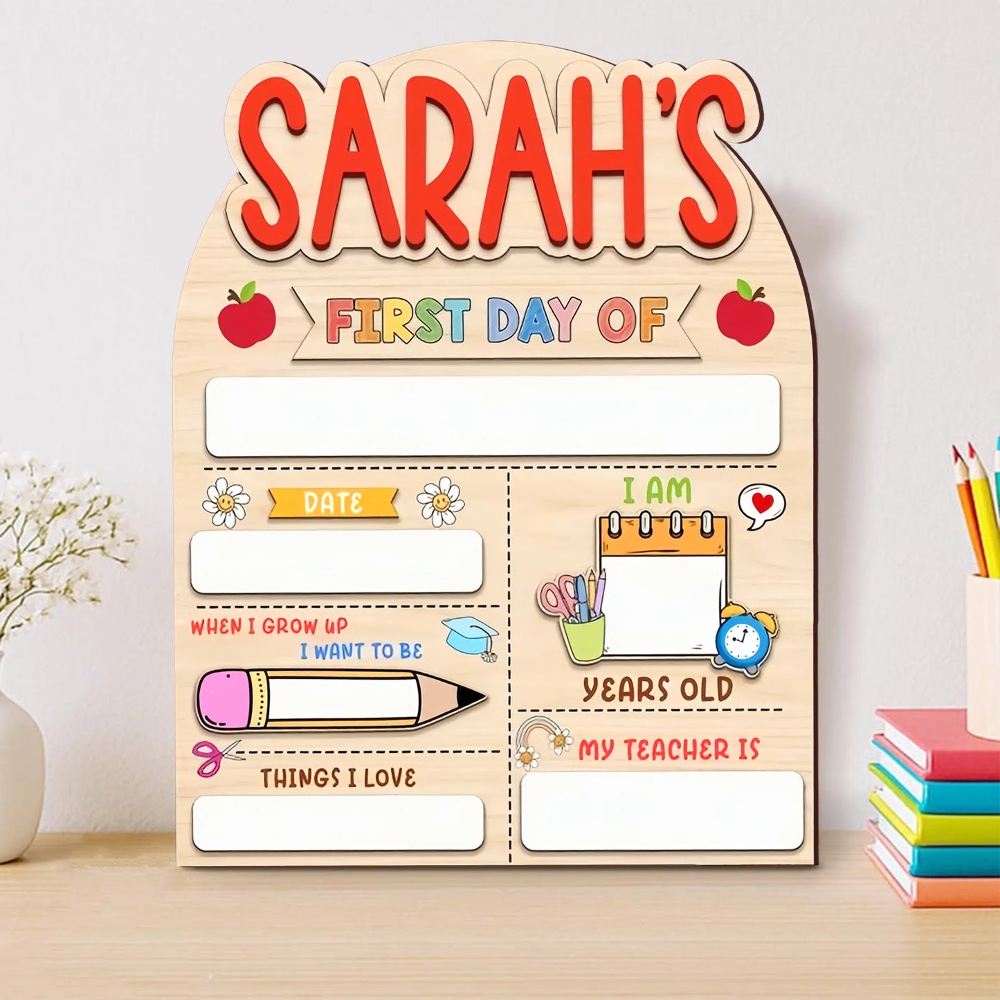 Customized First And Last Day School Sign, Back to School Sign, Kindergarten 1st Day of School Sign, First Day School Wooden School Board