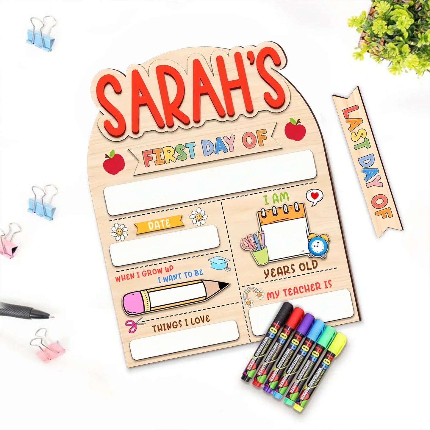 Customized First And Last Day School Sign, Back to School Sign, Kindergarten 1st Day of School Sign, First Day School Wooden School Board