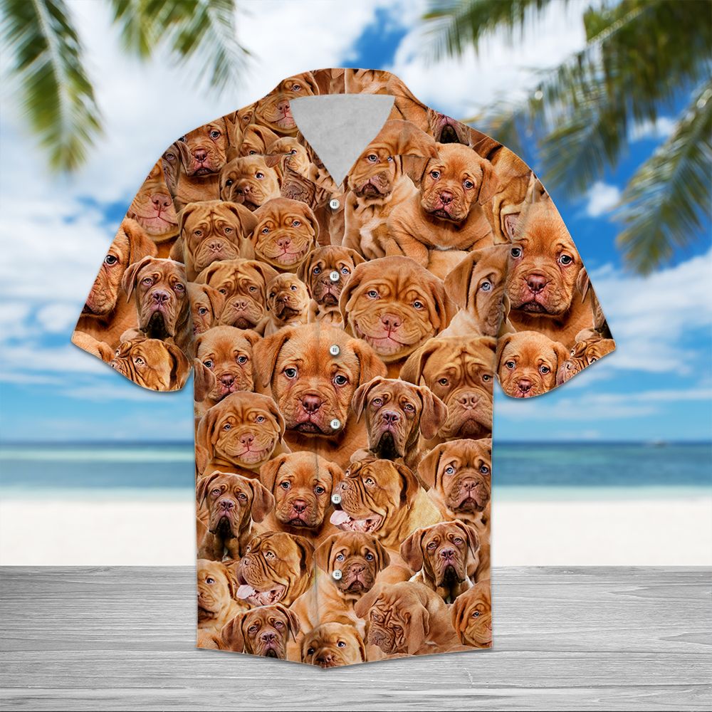 Dogue de Bordeaux Awesome Hawaiian Shirt, Mastiff Lover Aloha Shirts, Summer Short Sleeve Shirts