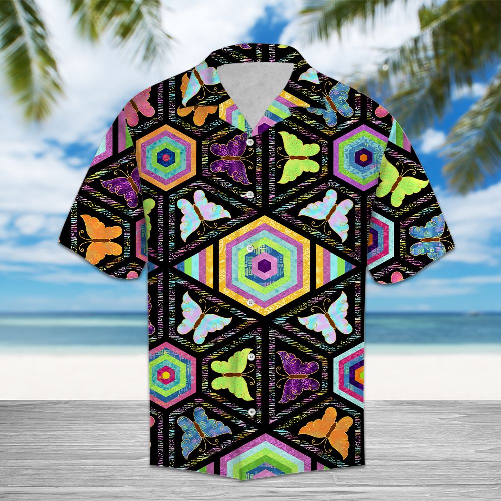Colorful Butterfly Hawaiian Shirt, Summer Short Sleeve Shirts, Vibrant Floral Aloha Shirts