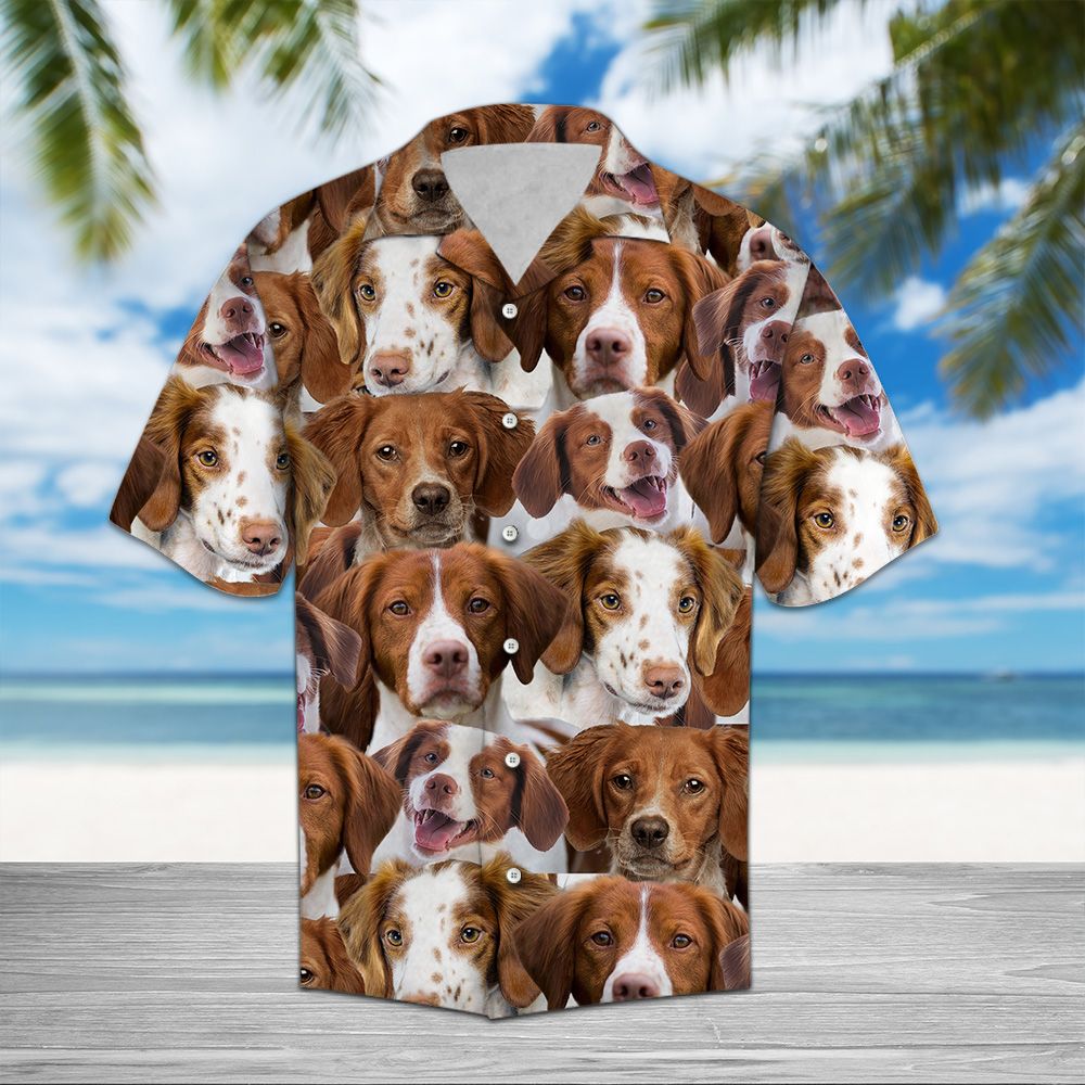 Brittany Awesome Hawaiian Shirt, Summer Short Sleeve Shirts, Brittany Spaniel Aloha Shirts