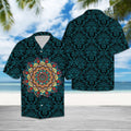 Blue Mandala Hawaiian Shirt, Artistic Mandala Aloha Shirts, Summer Short Sleeve Shirts