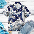 Bull Terrier Waves Hawaiian Shirt, Summer Short Sleeve Shirts, Ocean Dog Aloha Shirts