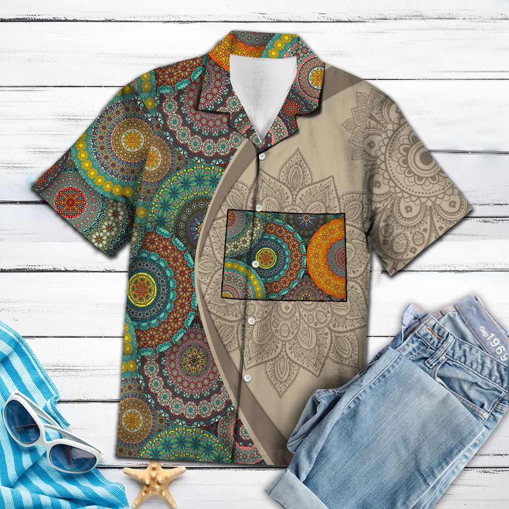Colorado Mandala Hawaiian Shirt, Summer Short Sleeve Shirts, Graphic Aloha Shirts