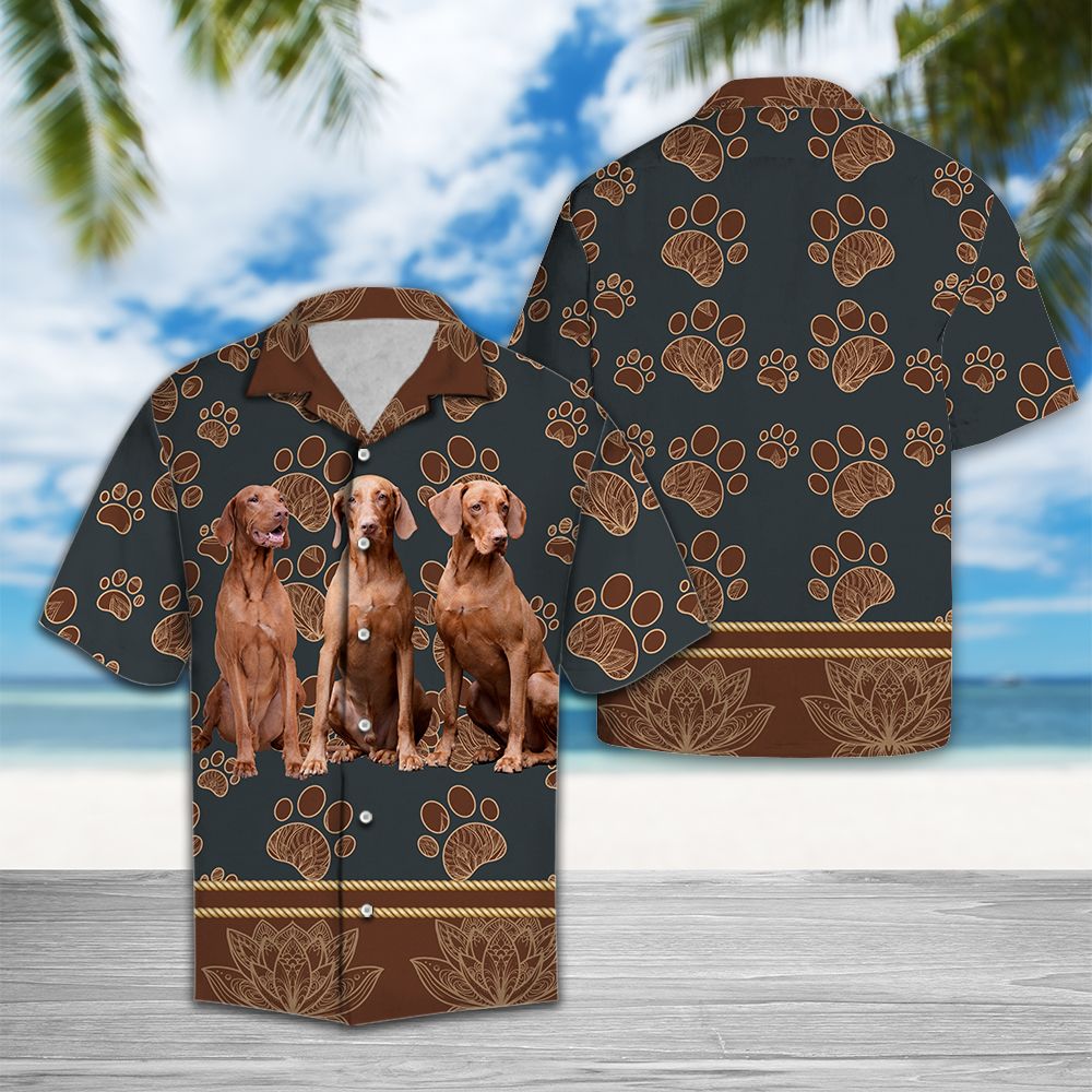 Cute Vizsla Hawaiian Shirt, Summer Short Sleeve Shirts, Dog Lover Aloha Shirts