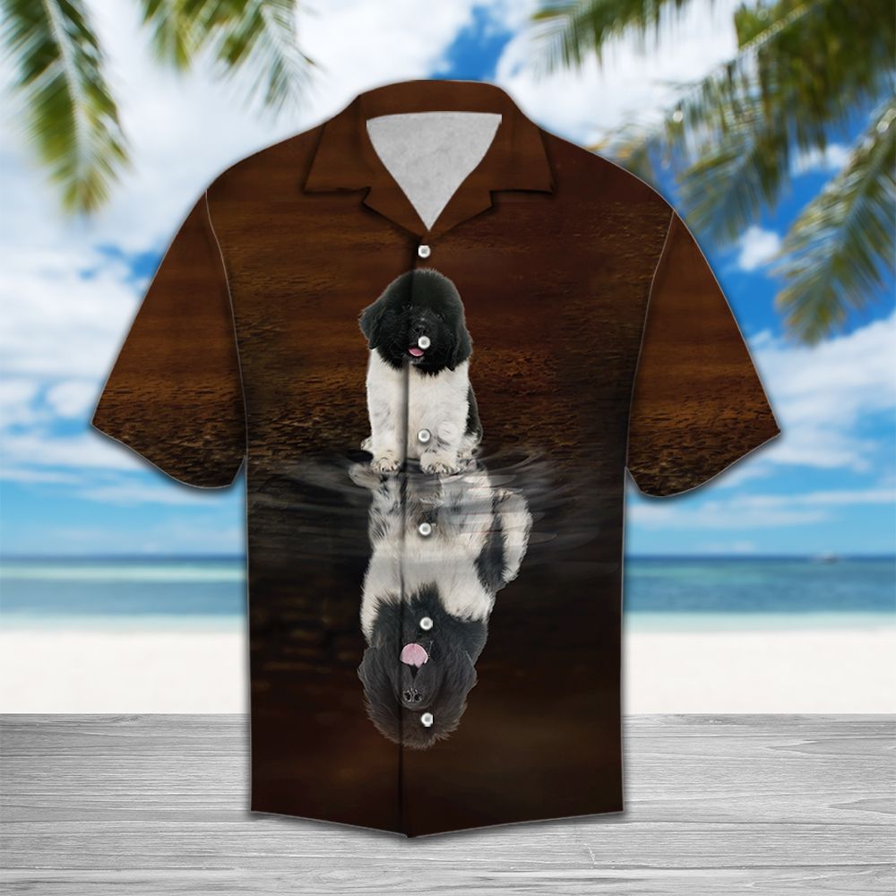 Cute Newfoundland Hawaiian Shirt, Big Dog Aloha Shirts, Summer Short Sleeve Shirts