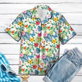 Butterfly Hibiscus Flower Hawaiian Shirt, Summer Short Sleeve Shirts, Floral Butterfly Aloha Shirts