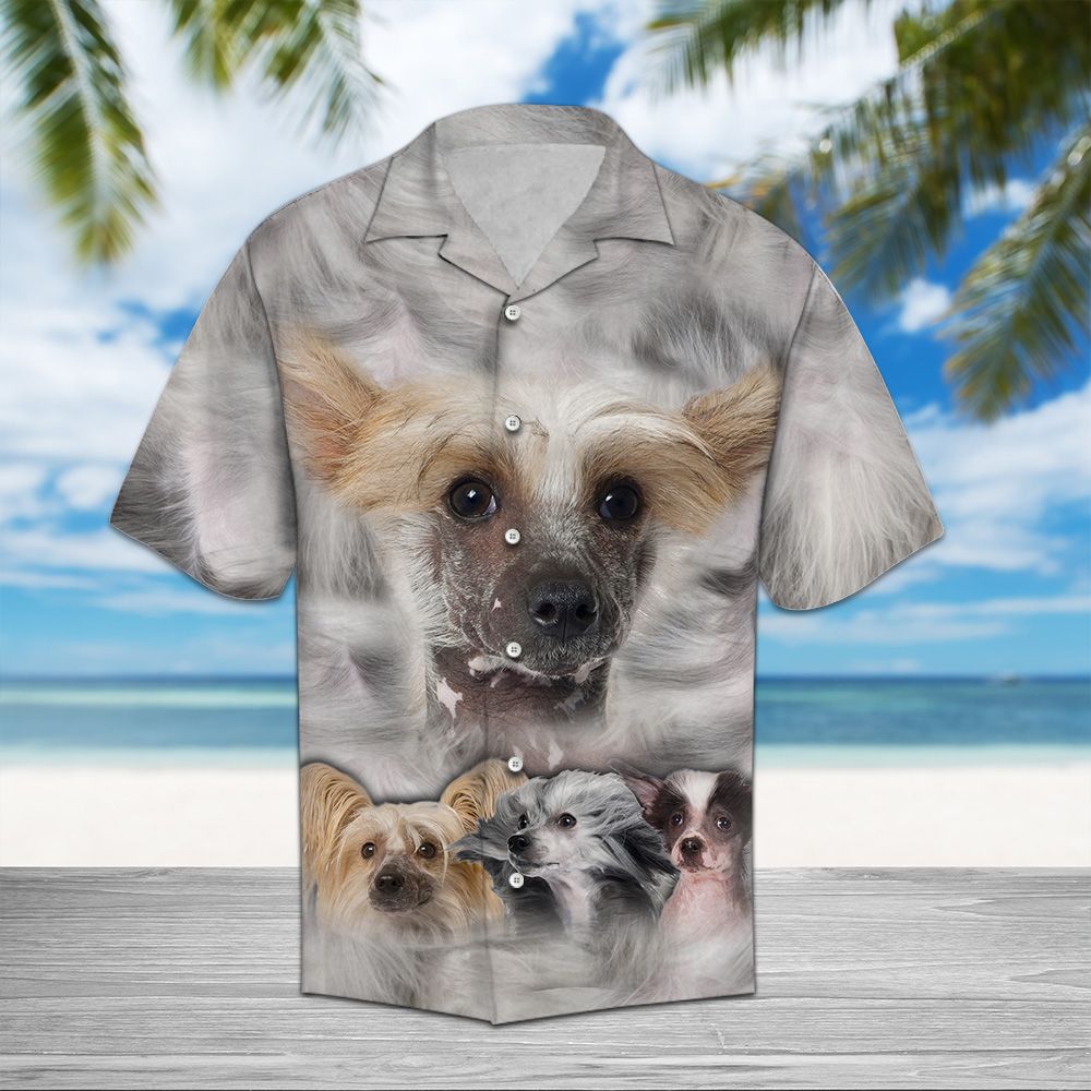 Chinese Crested Great Hawaiian Shirt, Unique Dog Aloha Shirts, Summer Short Sleeve Shirts