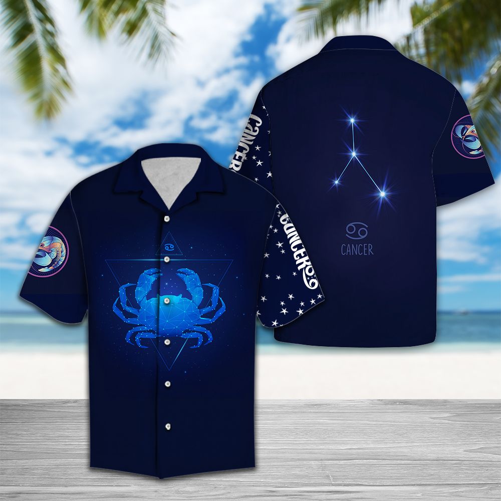 Cancer Horoscope Hawaiian Shirt, Astrology Zodiac Aloha Shirts, Summer Short Sleeve Shirts