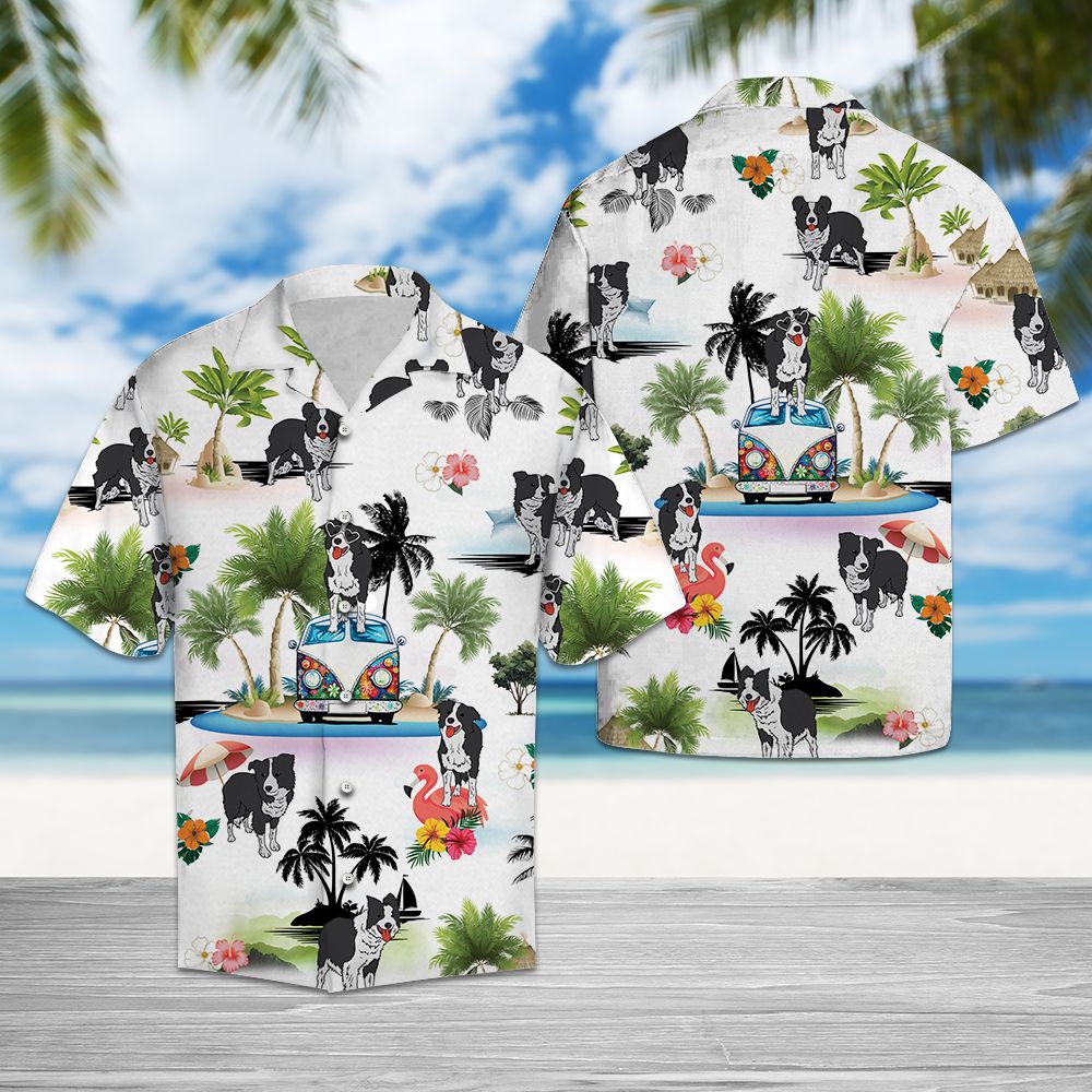 Border Collie Vacation Hawaiian Shirt, Summer Short Sleeve Shirts, Dog Vacation Aloha Shirts