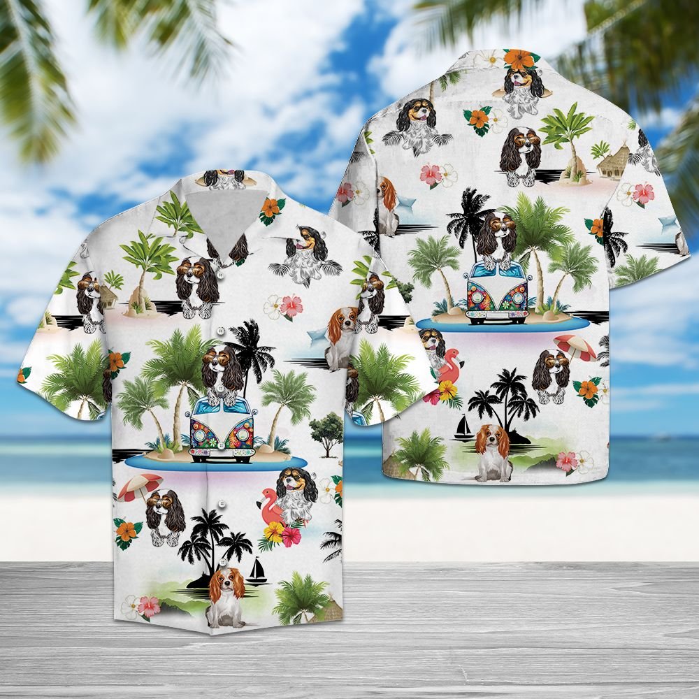 Cavalier King Charles Spaniel Vacation Hawaiian Shirt, Vacation Dog Aloha Shirts, Summer Short Sleeve Shirts