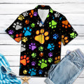 Dog Paw Prints Hawaiian Shirt, Dog Lover Aloha Shirts, Summer Short Sleeve Shirts