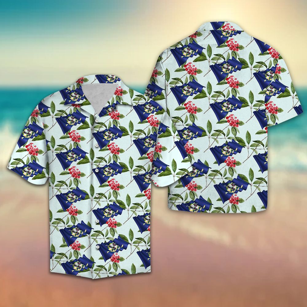 Connecticut Mountain Laurel Hawaiian Shirt, Floral Aloha Shirts, Summer Short Sleeve Shirts