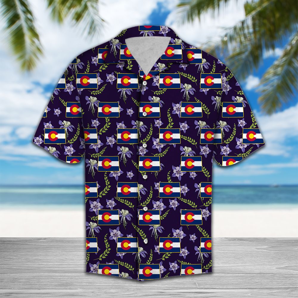 Colorado Rocky Mountain Columbine Hawaiian Shirt, Summer Short Sleeve Shirts, Nature Aloha Shirts