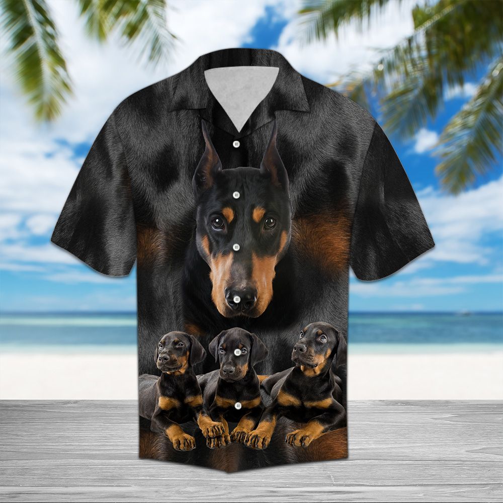 Doberman Pinscher Great Hawaiian Shirt, Summer Short Sleeve Shirts, Cool Dog Aloha Shirts