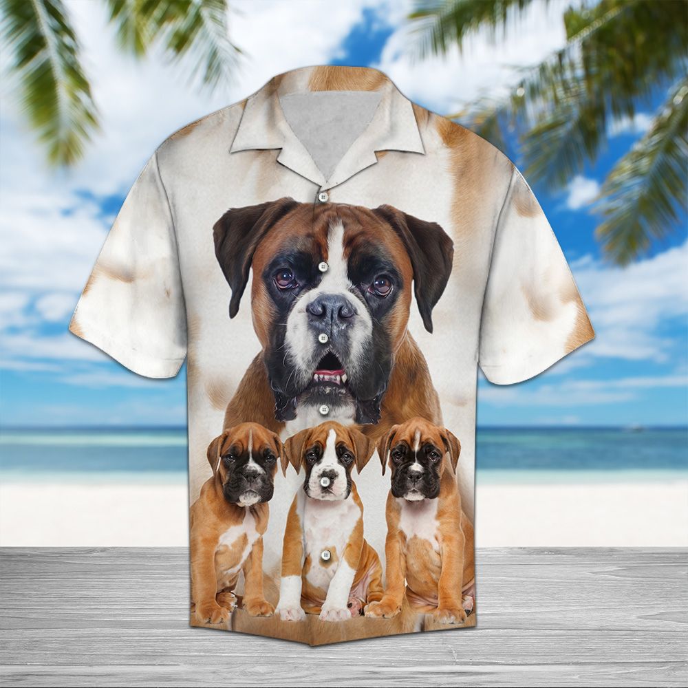 Boxer Great Hawaiian Shirt, Summer Short Sleeve Shirts, Boxer Breed Aloha Shirts