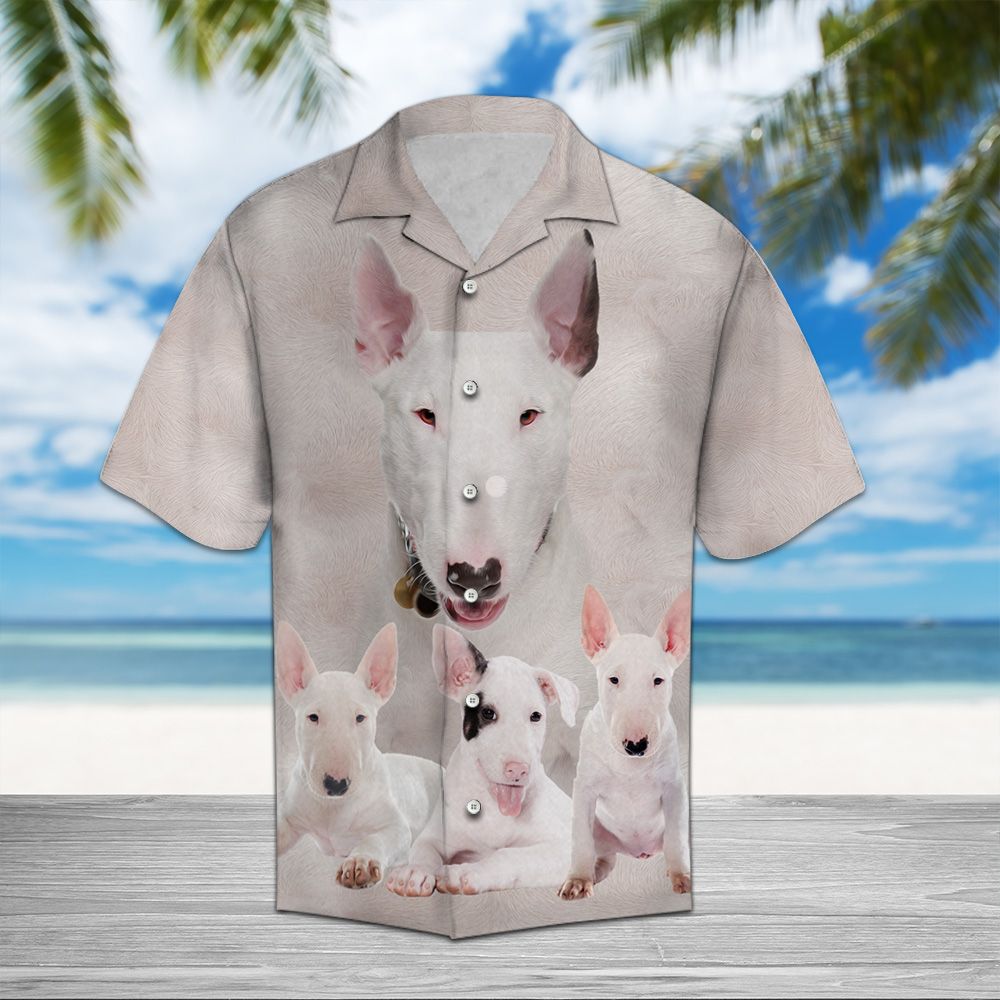 Bull Terrier Great Hawaiian Shirt, Funny Dog Aloha Shirts, Summer Short Sleeve Shirts