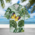 Butterfly Palm Hawaiian shirt, Summer Short Sleeve Shirts, Butterfly Floral Aloha Shirts