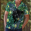 Black Panther Tropical Leaves Hawaiian Shirt, Summer Short Sleeve Shirts, Wildlife Aloha Shirts