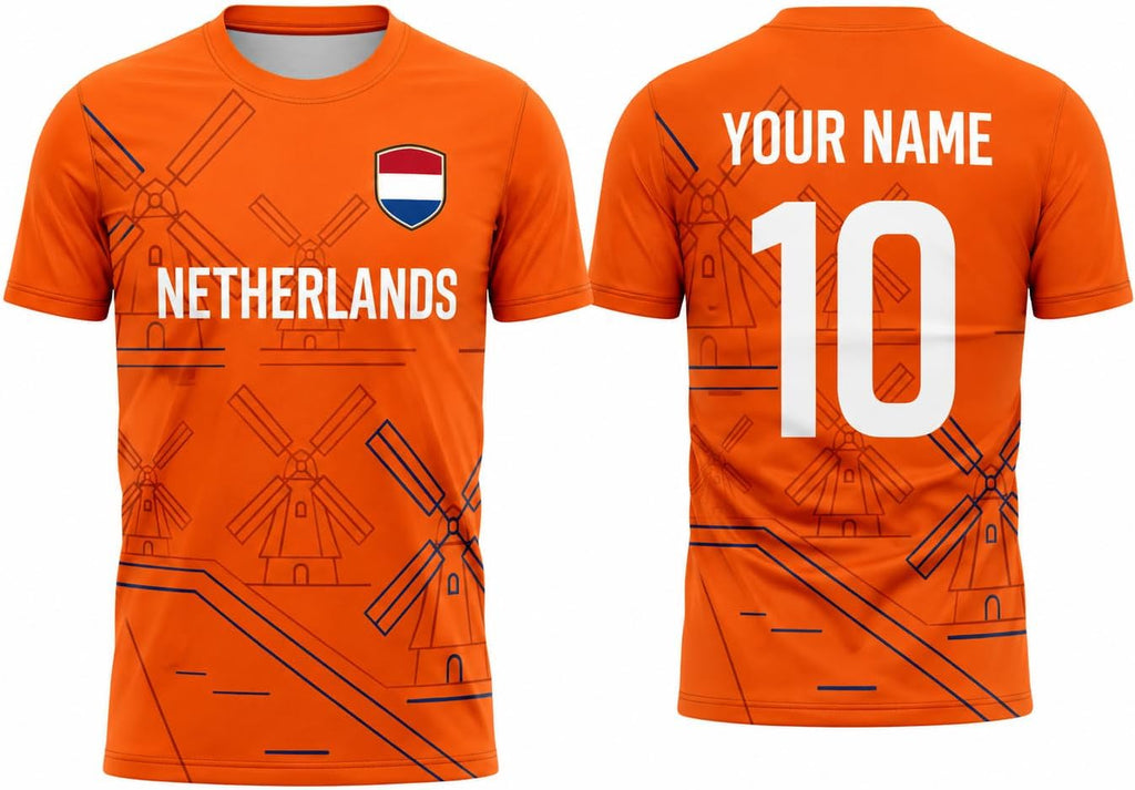 Custom Netherlands Soccer Jersey, Personalized Orange Dutch Football Shirts, Holland Soccer Jersey