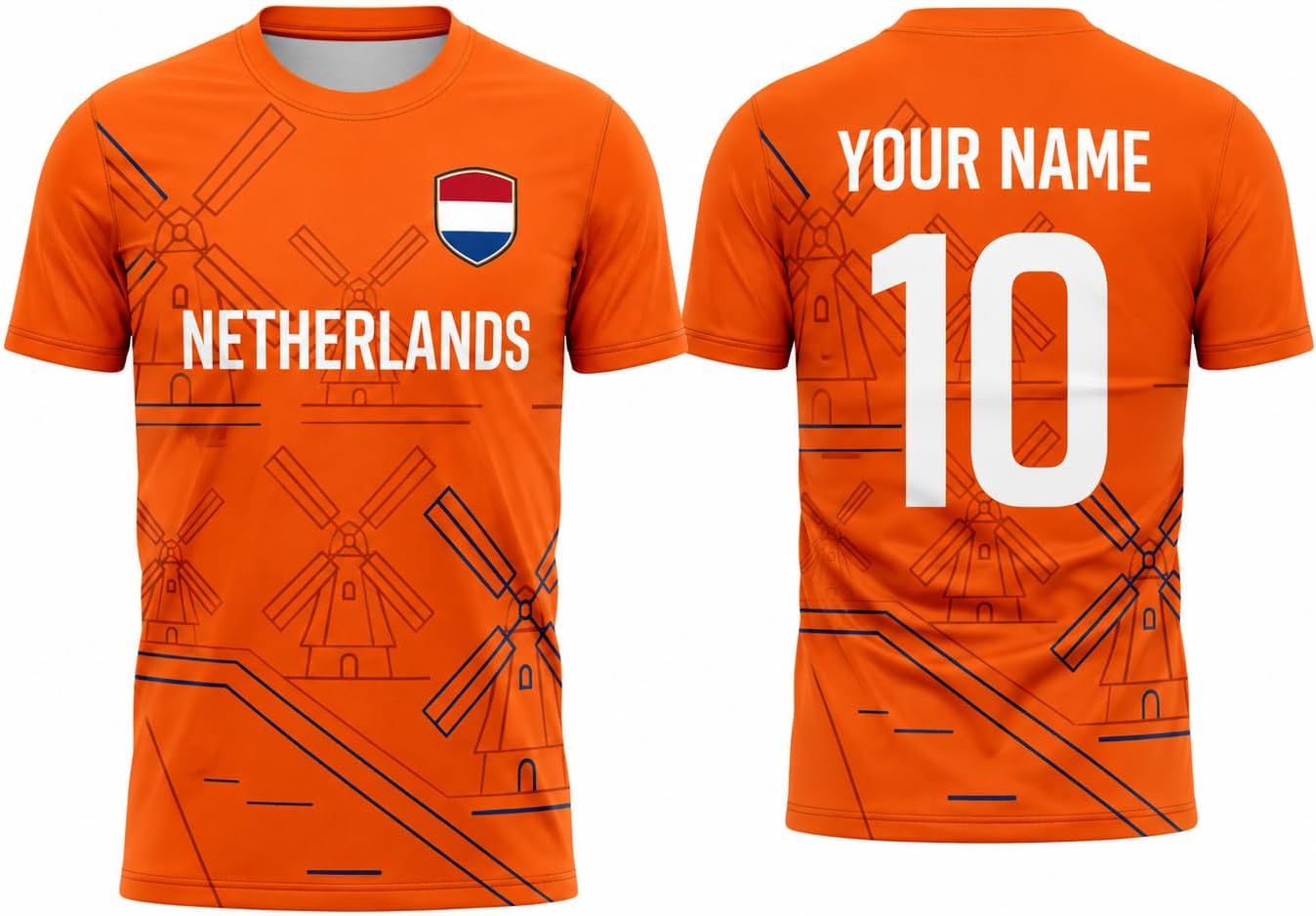 Custom Netherlands Soccer Jersey, Personalized Orange Dutch Football Shirts, Holland Soccer Jersey