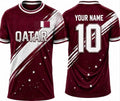 Custom Qatar Soccer Jersey Men Women, Personalized Name Number Football Shirts, Qatar National Flag Pride Football Shirt