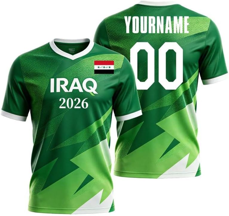 Custom Iraq Soccer Jersey for Men Women, Iraqi Soccer Jersey Shirt, Iraq Flag Football T-shirt