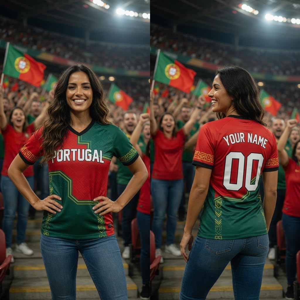 Portugal Soccer Jersey Men Women, Custom Name Number Portugal Football Jersey, Game Day Sportswear Shirt