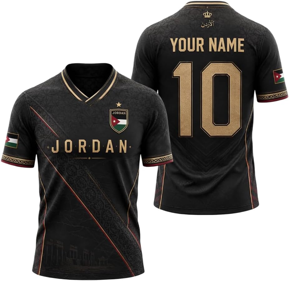 Personalized Jordan Soccer Jersey Shirt, Custom Jordan Jersey Shirts, Jordanian Pride Football Team