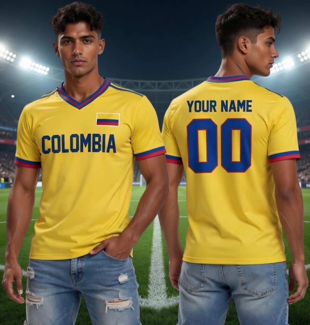 Personalized Colombia Soccer Jersey Shirt, Custom Football Jersey Shirts, National Pride Apparel