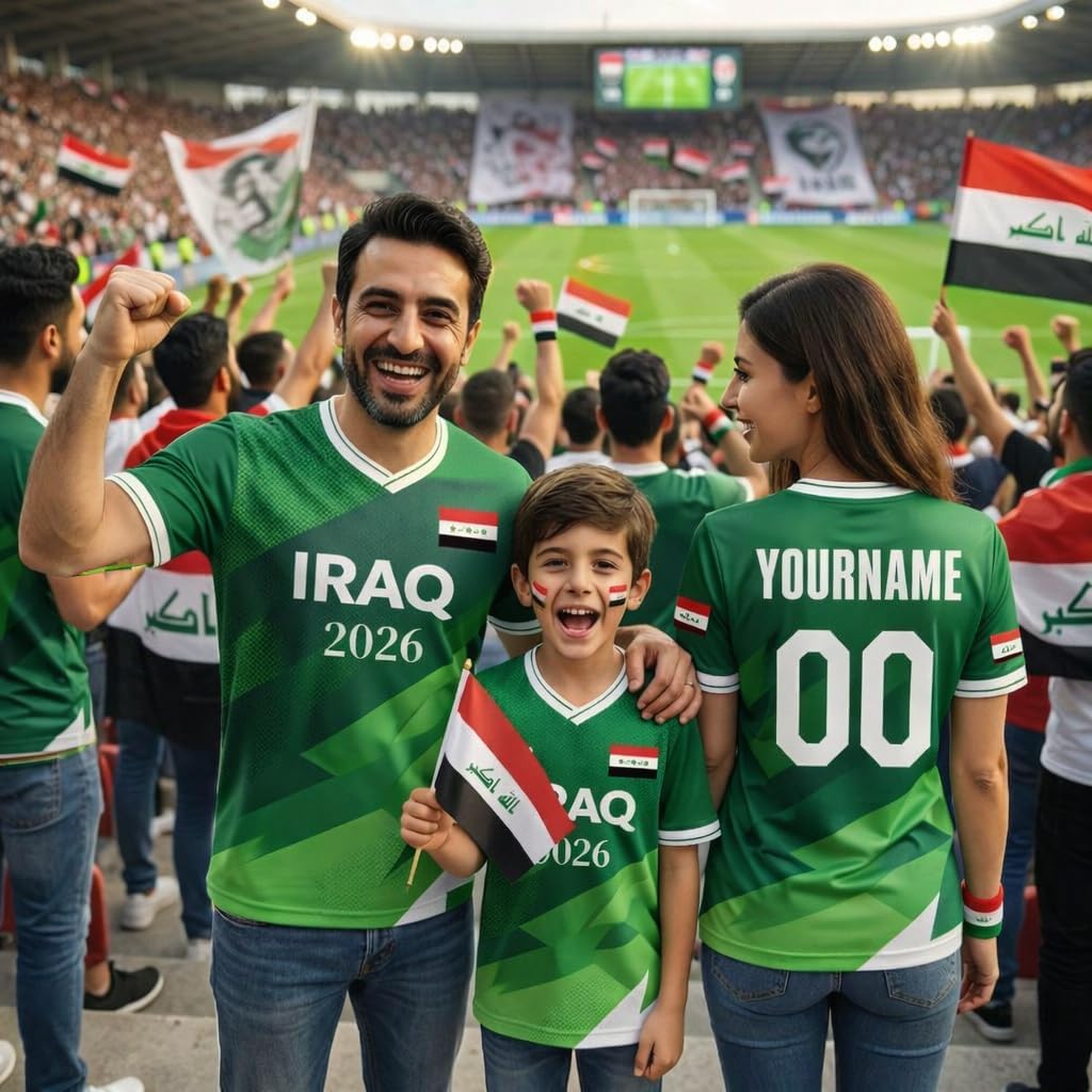 Custom Iraq Soccer Jersey for Men Women, Iraqi Soccer Jersey Shirt, Iraq Flag Football T-shirt