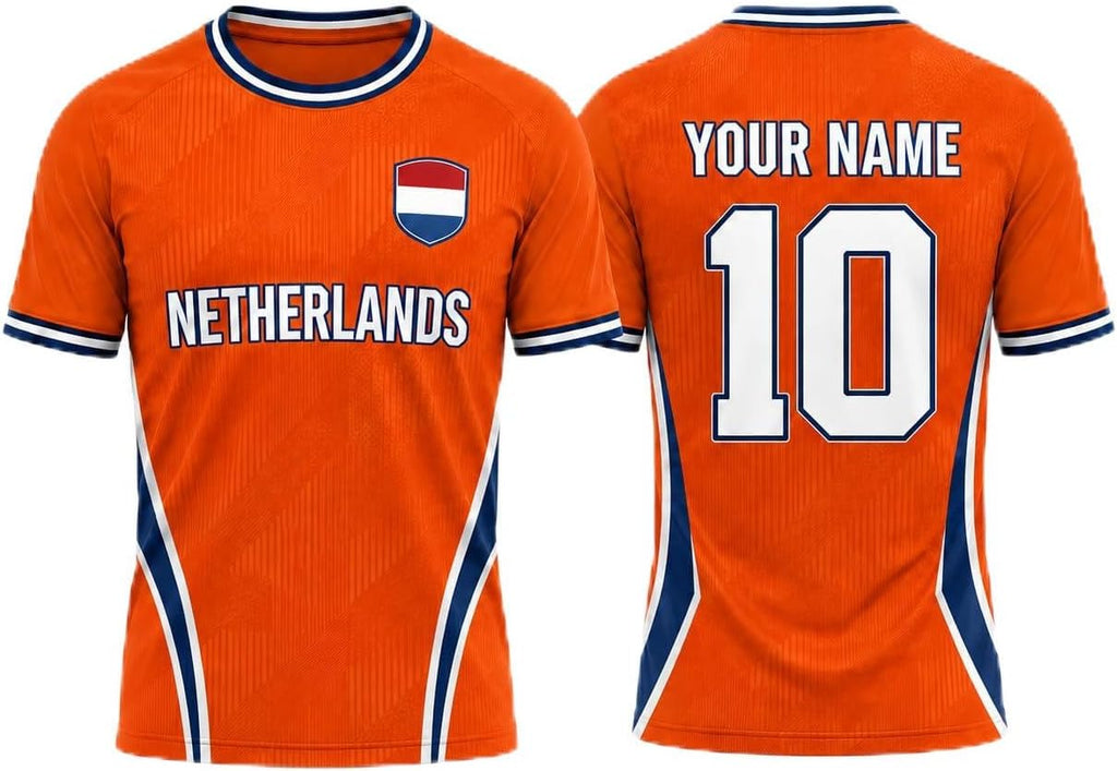 Custom Netherlands Soccer Jersey, Personalized Orange Dutch Football Shirts, Holland Team Soccer Jersey